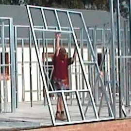 Owner builder lifting steel wall frame