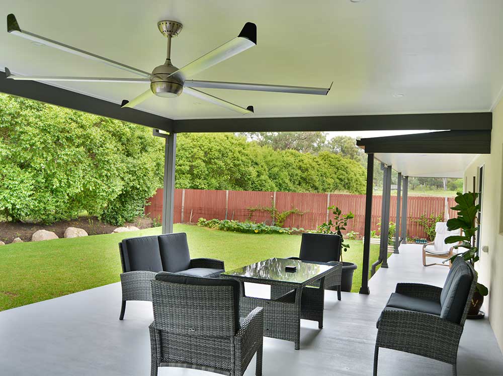 Large added alfresco area on completed kit home.